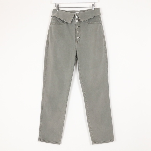 Le Jean Valentina High Rise Straight Jean Military - Picture 1 of 9
